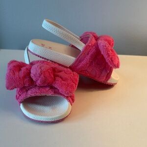 Janie and Jack Hot Pink Terry Bow Slide Sandals with Back Strap